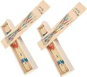 Totority 2 Boxes Wooden Game Stick Wooden Pick up Sticks Pick up Sticks Classic Giant Pick up Sticks Jumbo Pick up Sticks Pick a Stick Game Pick up Sticks for Kids One Child Education Stick