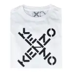 【KENZO】KENZO黑字LOGO交叉字母設計棉質短袖T-SHIRT(白)