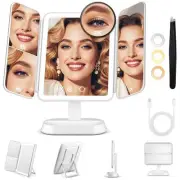 Lighted Makeup Mirror with 30X/10X/5X Magnification, Detachable Design for