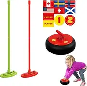 Shuffle Board Curling Game,Interesting Curling Game for Ice - Kids Curling Game Electric Light Build Expansion Curling Train Hand-Eye Coordination and Flexibility for