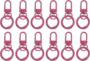 uxcell 12 Pcs Lobster Claw Clasp, Colorful Metal Keychain Clasp Swivel Hooks with Spring Key Rings Trigger Clips for Bag Door Key Chains DIY Craft Jewelry Making, Rose Red