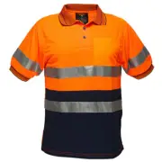Prime Mover Short Sleeve Micro Mesh Polo with Tape Workwear Hi Vis Shirts