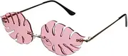 [OATIPHO] Women Leaf Shape Sunglasses for Photo Party Props Pink Frameless Glasses Decor