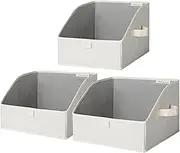 StorageWorks Closet Storage Bins, Trapezoid Storage Box for Shelves, Fabric Closet Bins and Organizing Baskets, Small, 3-Pack, Mixing of Beige, White & Ivory