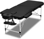 Zenses Massage Table Black 2 Fold 70cm Portable Aluminium, Massages Therapy Bed, Folding Beauty Spa Waxing Beds Headrest Chairs Bounes Cover Carry Bag
