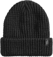 Steve Madden Mens Waffle Knit Cuffed Beanie Hat Black O/S