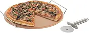 Avanti Pizza Stone with Rack and Cutter Light Brown 1 cm*1 cm* 1 cm