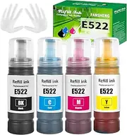522 Ink Refill Bottles Replacement for Epson 522 Ink Refill Bottles for Ecotank ET-2800 ET-4800 ET-2400 ET-2803 ET-2720 ET-4810 ET-4700 ET-2840 Inkjet Printer Ink, 4 Bottles Black Cyan Magenat Yellow