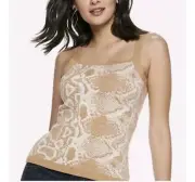 NWT MSRP $40 Size XXL Knit Tank Top Tan Snake Print Womens Nine West Square Neck