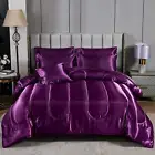 Satin Comforter Set with Sheet Set King Silk like Satin Bed in a Bag 8 Pieces Lu