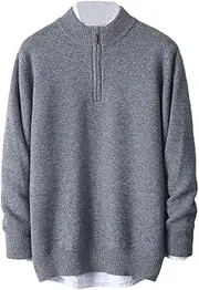 [Hamthuit] Men's Half High Neck Zipper Pullover Knitted Thick Warm Shirt Long Sleeved Sweater Zipper Knitted Shirt Pullover