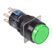 AL6M-A21PG Green 16mm 5VDC Latching illuminated Push Button Switch IP65 DPDT