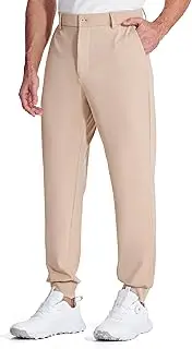 [LUSHENUNI] Men's Golf Joggers Pants with Zipper Pockets Stretch Slim Fit Tapered Dress Work Casual Sweatpants for Men