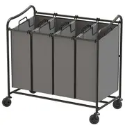 Laundry Sorter Rolling Cart, 4-Bag Laundry Trolley for Laundry Organizer Laundry Basket Laundry Clothes Hamper