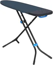Joseph Joseph Glide Ironing Board 130 x 38cm with Compact Adjustable Legs and Integrated Heat Resistant Steam Iron Rest, Printed Cotton Cover, Black/Blue