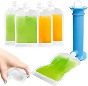 Newmemo 6PCS Reusable Baby Food Pouches Filler Kit Baby Food Pouch Maker for Applesauce Yogurt Smoothie Refillable Fruit Puree Pouch Filling Station Portable Juice Puree Squeezer Storage Bags for Todd