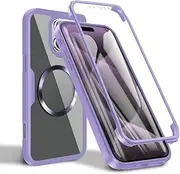 [Aithne] Case for Samsung Galaxy S23 FE, Compatible with MagSafe Full Body Protective Case with Built-in Screen Protector, Camera Protection Case, Shockproof Full Body Mobile Phone Case, Purple