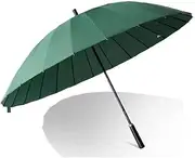 Umbrella Umbrellas Leather Handle Golf Umbrella Windproof Large Travel Rain Umbrella Automatic Open Reinforcement Canopy Vented Umbrella Umbrellas for Rain (Color : Green, Size : 75cm)