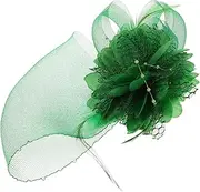 [FOYTOKI] Green Fascinator Hat Headband For Women Tea Party Headpiece Mini Top Hat Hair Accessories With Mesh Ribbons For Wedding Cocktail St. Patrick's Day Cosplay Costume