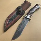 FORGED DAMASCUS HUNTING KNIFE SURVIVAL RESCUE HAND CRAFTED KNIFE FIXED BLADE TOP