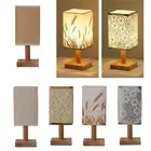 Bedside Table Lamp with Flaxen Fabric Shade Home Decor USB Powered Night Light
