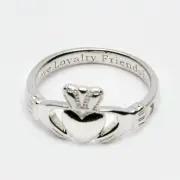 STERLING SILVER CLADDAGH RING ENGRAVED IRISH MADE Mens