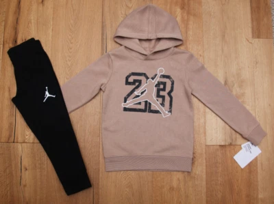 Air Jordan Boy 2 Piece Jogging Set ~ Khaki, Black & White ~
