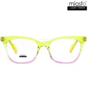 MIASTO "PARIS SUMMER" SQUARISH CAT EYE READING GLASSES+1.75 ~COLOR YELLOW PURPLE