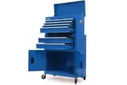 Bullet Pro 8 Drawer Tool Box Chest Cabinet Storage, with 2-Door Toolbox Garage Organiser Set, Blue