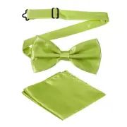 Bow Tie for Men, Adjustable Bow Ties with Pocket Square(Olive Green)