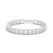 Women's Mens Ice Cuban Bracelet Unisex 925 Sterling Silver Plated Link Chain