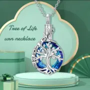 Cremation Tree Of Life With Round Blue Ring Open With 18" Necklace NWOT