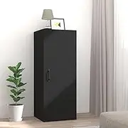 Hanging Wall Cabinet Black 34.5x34x90 cm Engineered Wood with Solid Shelves and Rustic Decor for Kitchen Bathroom Walls Floating Ledge Shelf Set