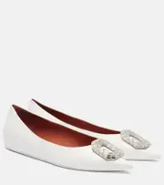 [Amina Muaddi] Amina Muaddi Camelia leather ballet flats AU 10 white