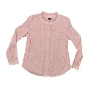 NEW Talbots Red & White Button-Up Top, M Long Sleeve Striped