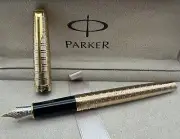 Excellent Parker Sonnet Fountain Pen Gold Circle - Gold Clip Fine Nib No Box