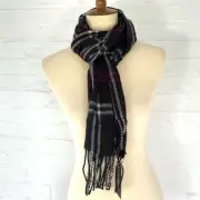 Steve Madden Plaid Black/Purple Muffler Scarf O/S