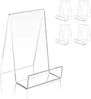 5 PCS Clear Acrylic Book Stand with Ledge,Clear Acrylic Book Display Easel, Display Stand for Displaying Books Pictures Albums Comic Books CDs Artworks Tablets or Other Items