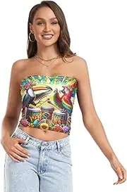 [RPLIFE] Brazilian Rio Carnival Party Tube Crop Tops for Women, Trendy Crop Tops, Sheer Tube Tops, Summer Tops (S)