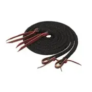 8' foot x 5/8" SILVERTIP HOLLOW BRAID SPLIT REINS w/ Leather water loops