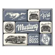 9pc Nostalgic Art Ford Mustang The Boss 2.2cm/4.5cm Magnet Set Home Fridge Decor