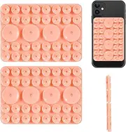 Silicone Suction Cup Phone Case Holder, Double Sided Suction Cup Sticky Phone Grip Multifunctional Suction Cup Phone Holder for iPhone and Most Cell Phones Selfies Videos (Pink)