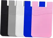 HOMSFOU 5Pcs Stick Phone Back Pockets Adhesive Wallet Card Holders for Credit Cards Cellphone Storage Convenient Id Cash Organizers