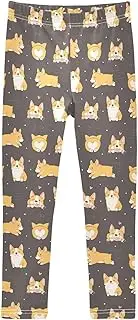 [Joisal] Adorable Corgi Night Leggings for Girls, Comfy for Girl Athletic Leggings, 4t Girls Leggings