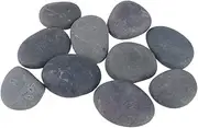 HEALSOPTHY 10PCS Gray Black Hand Painted DIY Polishing Pebbles for Creative Art Projects for Painting and Crafting for Home and Garden Decoration
