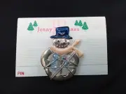 1 3/4" JB JENNY BUCHANAN SNOWMAN VINTAGE NEW WITH TAG CHRISTMAS BROOCH PIN