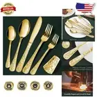 40-Piece Vintage Gold Silverware Set for 8 - Dishwasher Safe Elegance