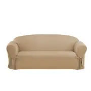 Cotton Duck Sofa Box Cushion One Piece Slipcover, Couch Cover, Relaxed Woven ...