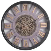 Imperator Round Industrial Moving Cogs Wall Clock Black