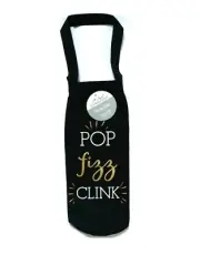 Way to Celebrate Black Canvas Wine Tote, "Pop, Fizz, Clink", WW41799